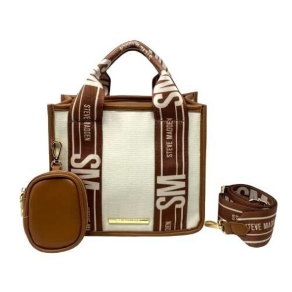 NWT Steve Madden Viral Tik Tok Bag Purse Bwebber Canvas Creme Brown - Picture 13 of 15